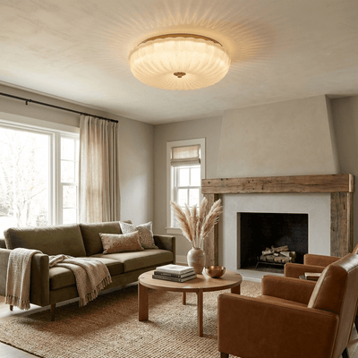 Delafield Ripple Glass Flush Mount Ceiling Light