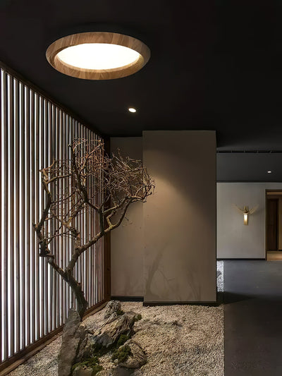 Aurdoreth Modern Minimalist Ripple Wood Ceiling Light