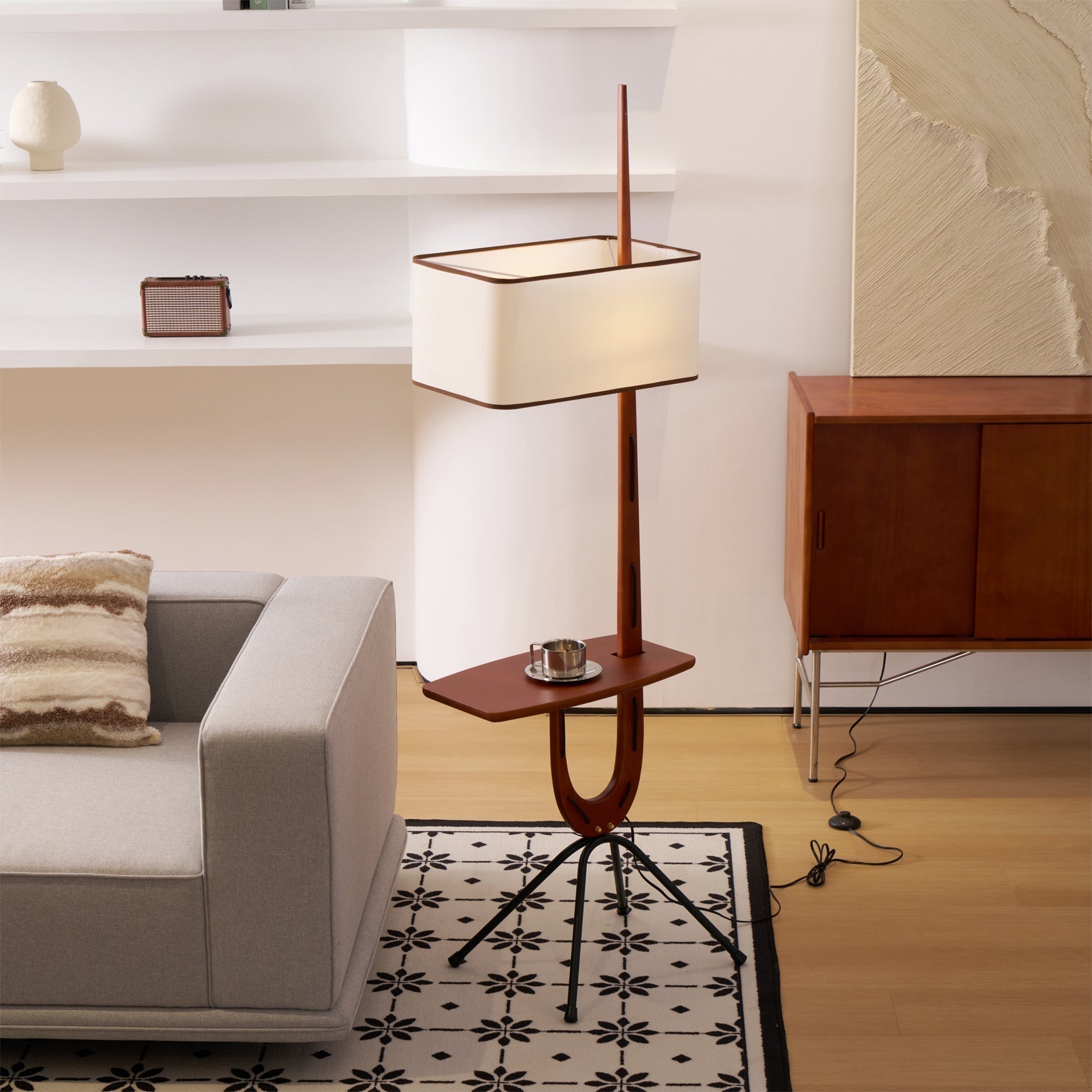 Vemara Mid Century Wood Floor Lamp
