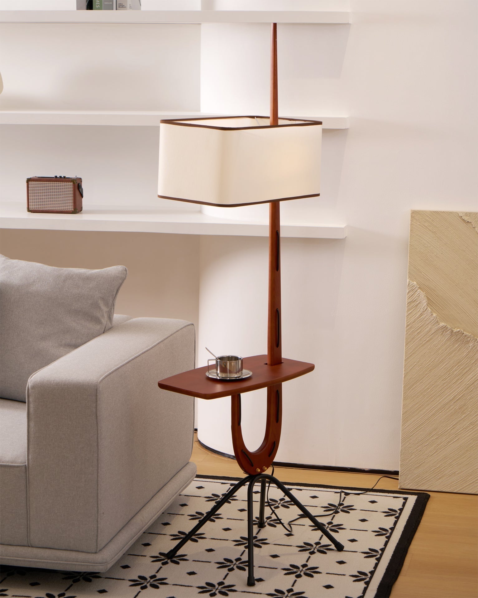Vemara Mid Century Wood Floor Lamp
