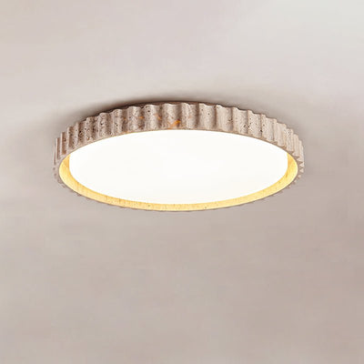 Obsidian Fluted Ring Travertine Ceiling Light