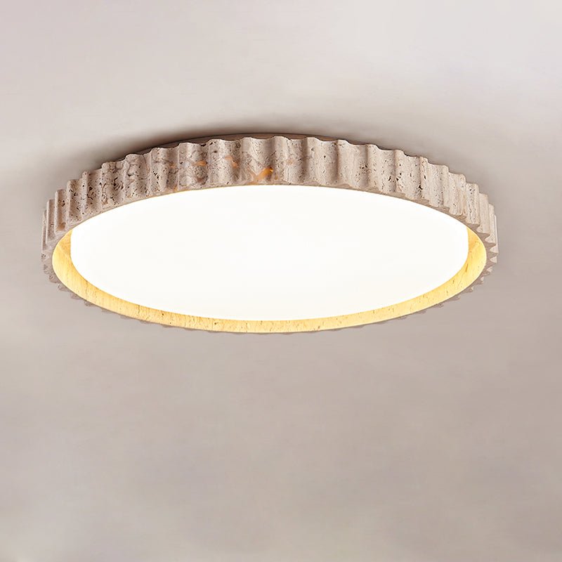 Obsidian Fluted Ring Travertine Ceiling Light