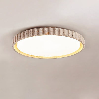 Obsidian Fluted Ring Travertine Ceiling Light