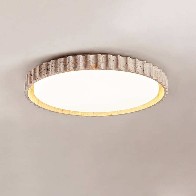 Obsidian Fluted Ring Travertine Ceiling Light
