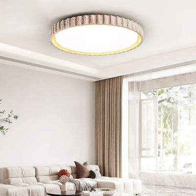 Obsidian Fluted Ring Travertine Ceiling Light