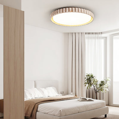 Obsidian Fluted Ring Travertine Ceiling Light
