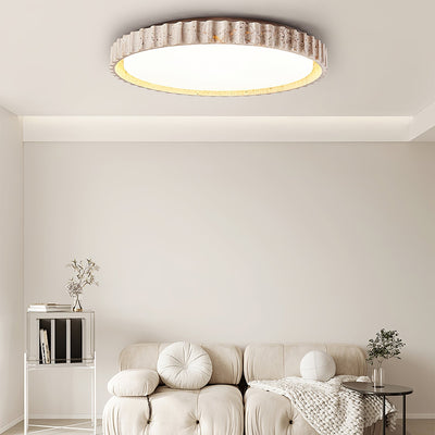 Obsidian Fluted Ring Travertine Ceiling Light