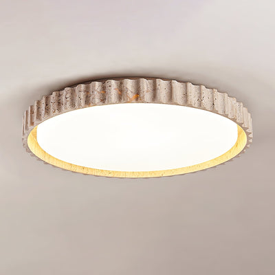 Obsidian Fluted Ring Travertine Ceiling Light