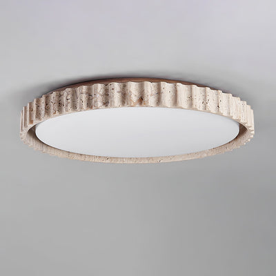 Obsidian Fluted Ring Travertine Ceiling Light