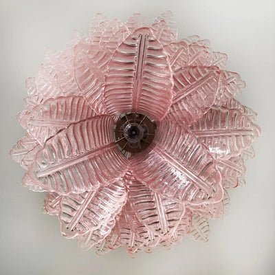 Liorisian Chandelier Pink Murano Glass Leaves Cascading Romantic