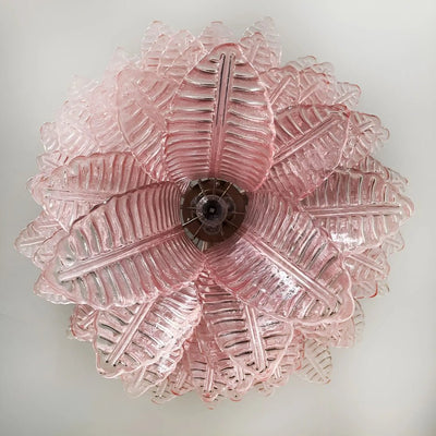 Liorisian Chandelier Pink Murano Glass Leaves Cascading Romantic