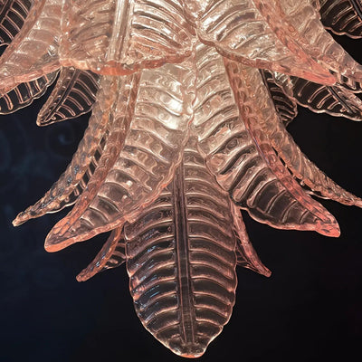 Liorisian Chandelier Pink Murano Glass Leaves Cascading Romantic