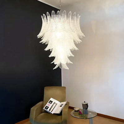Eirineon Chandelier Clear Glass Leaf Cascading Elegant