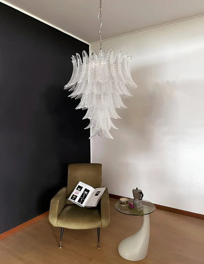 Eirineon Chandelier Clear Glass Leaf Cascading Elegant