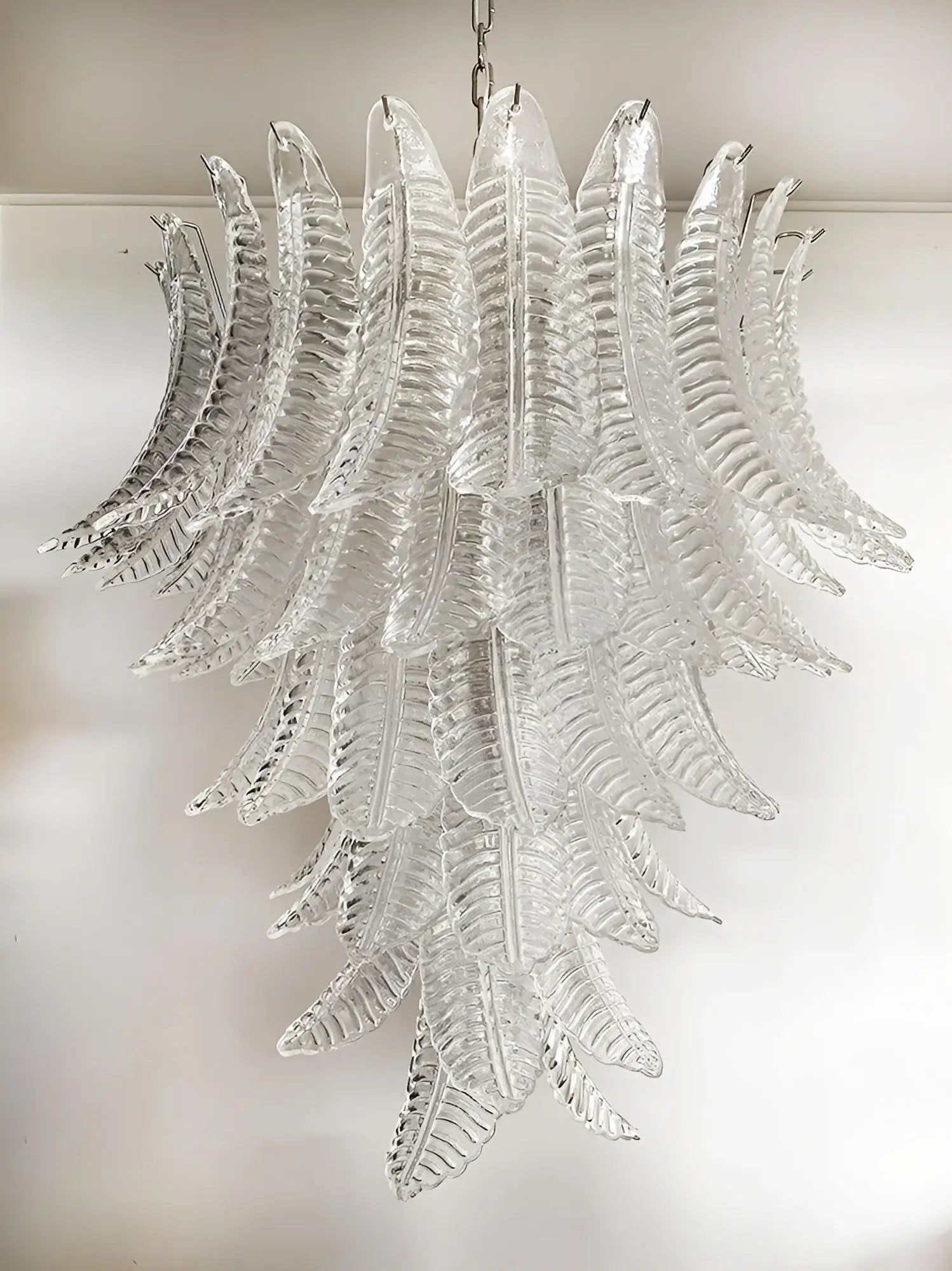 Eirineon Chandelier Clear Glass Leaf Cascading Elegant