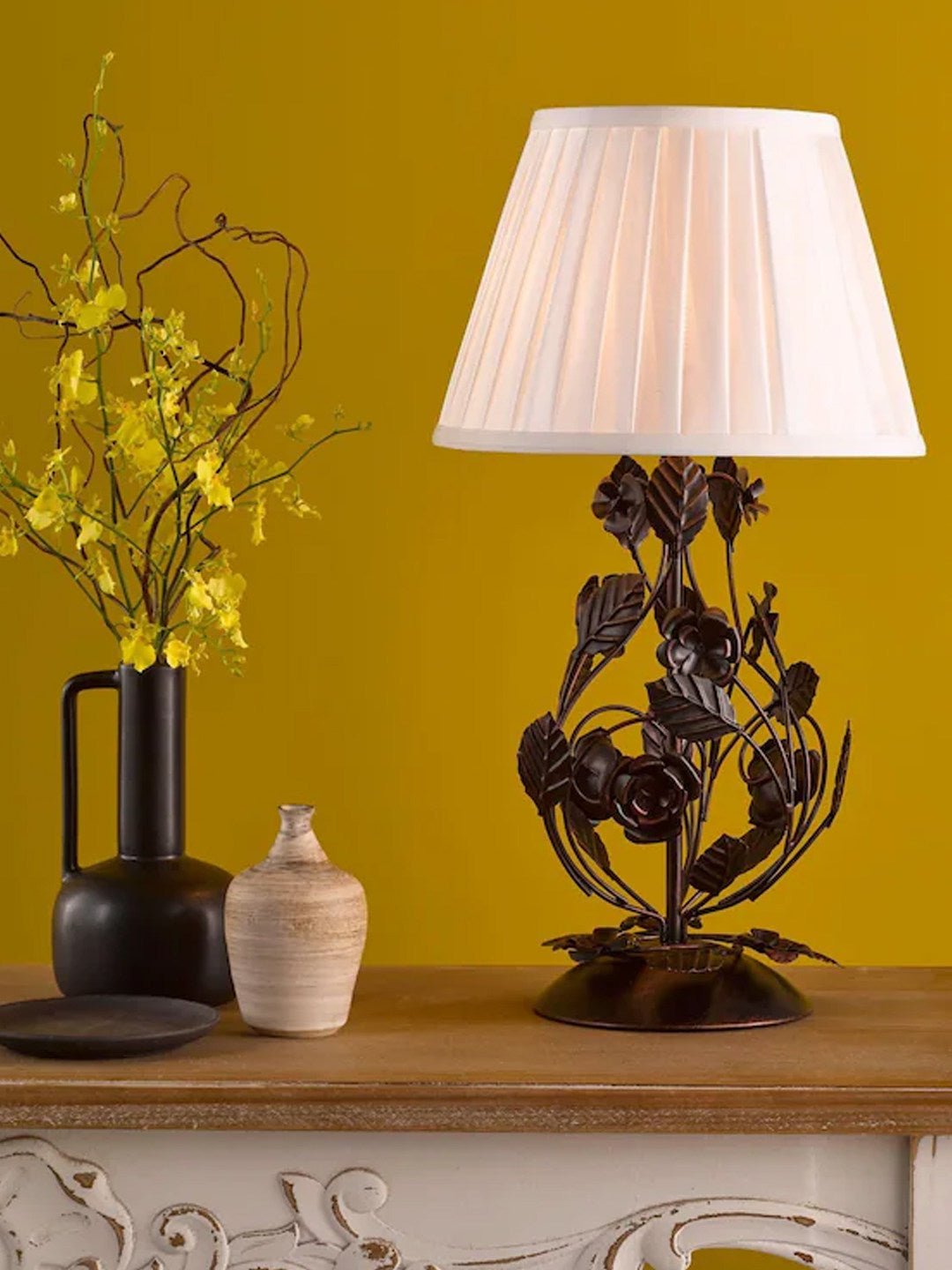 Elarenne Wrought Iron Rose Table Lamp