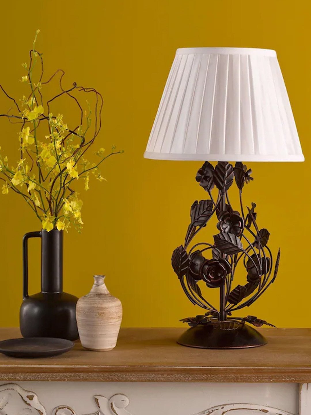 Elarenne Wrought Iron Rose Table Lamp