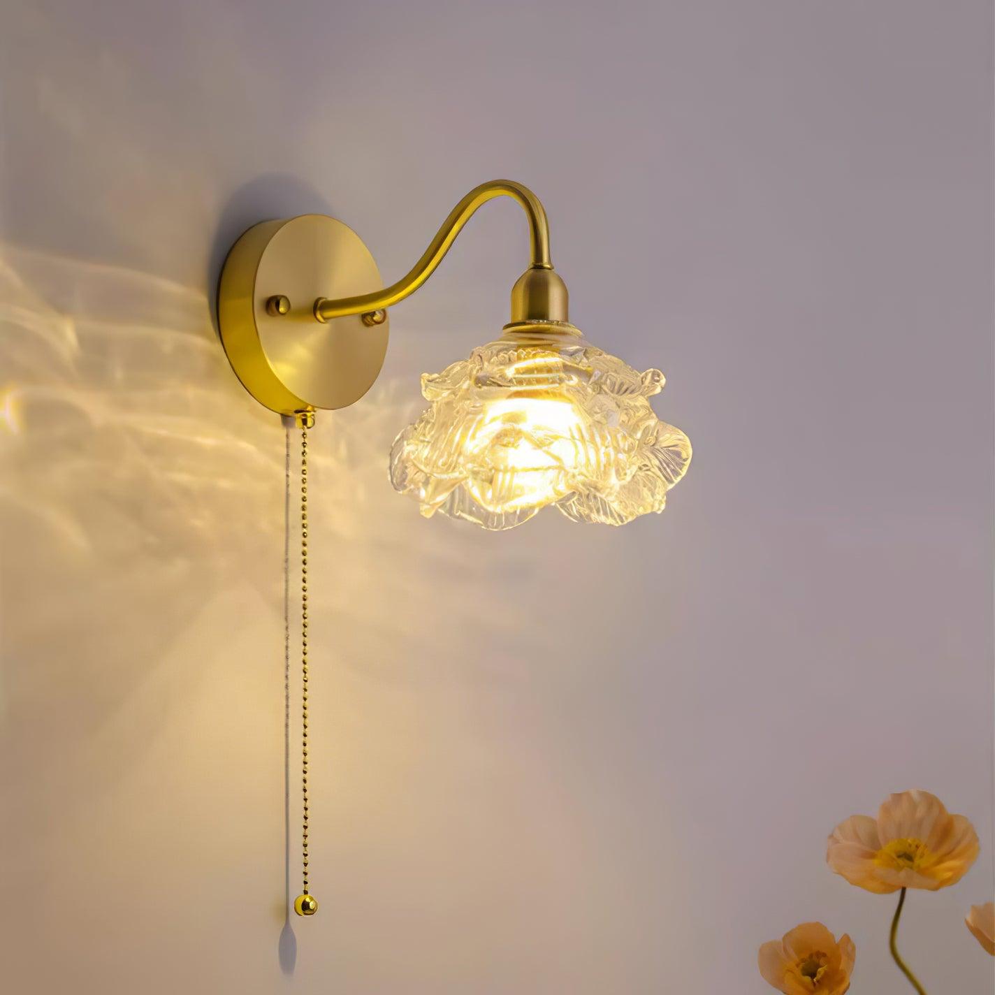 Aneris Nordic Art Rose Brass Glass Wall Light