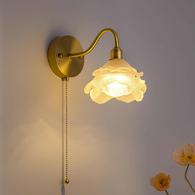 Aneris Nordic Art Rose Brass Glass Wall Light