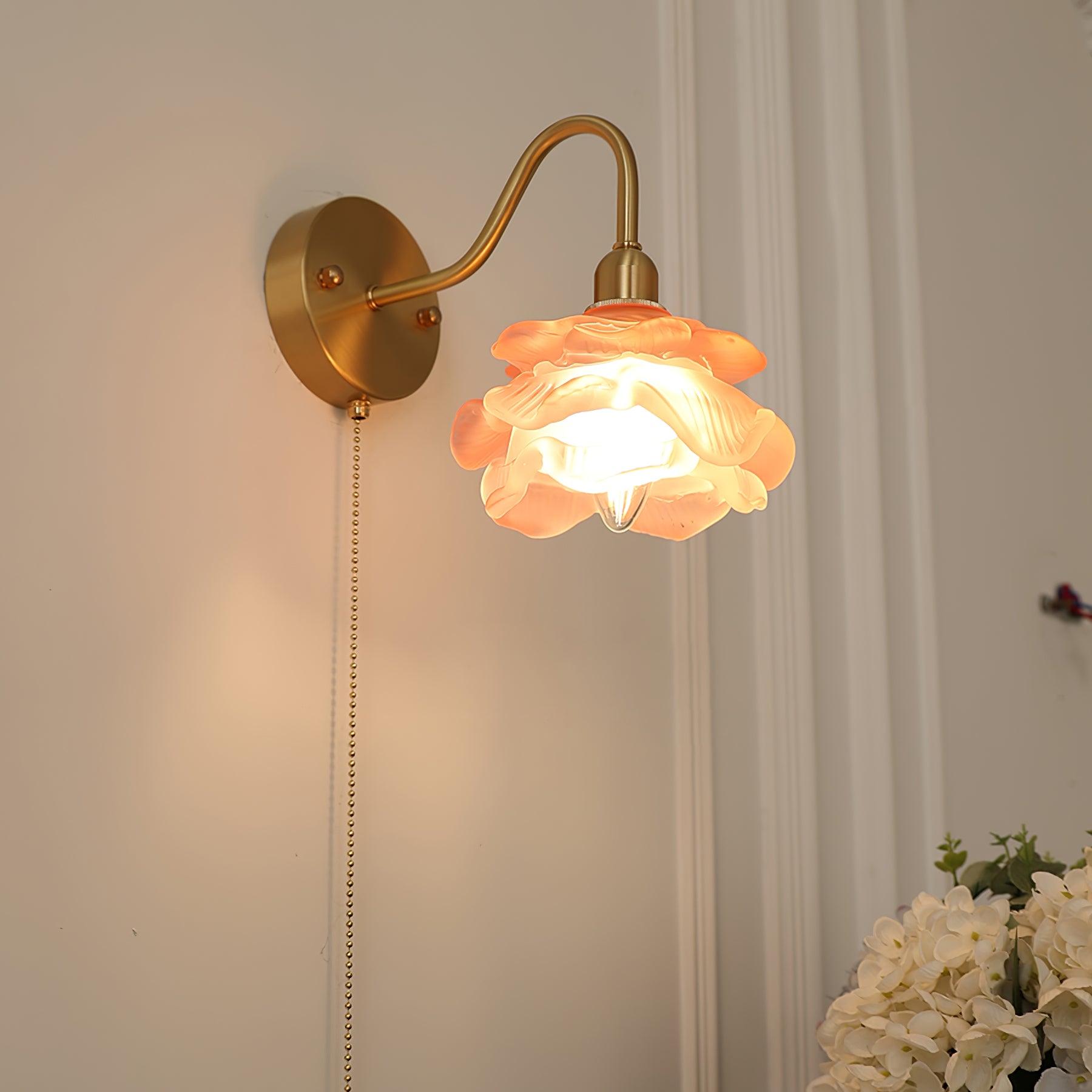 Aneris Nordic Art Rose Brass Glass Wall Light