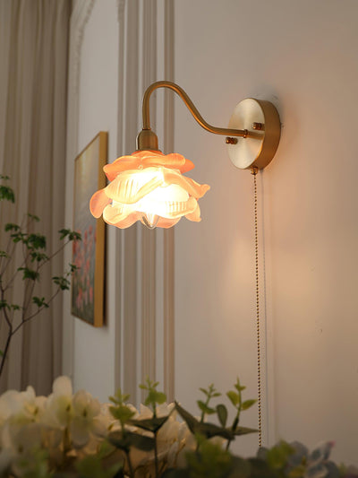 Aneris Nordic Art Rose Brass Glass Wall Light