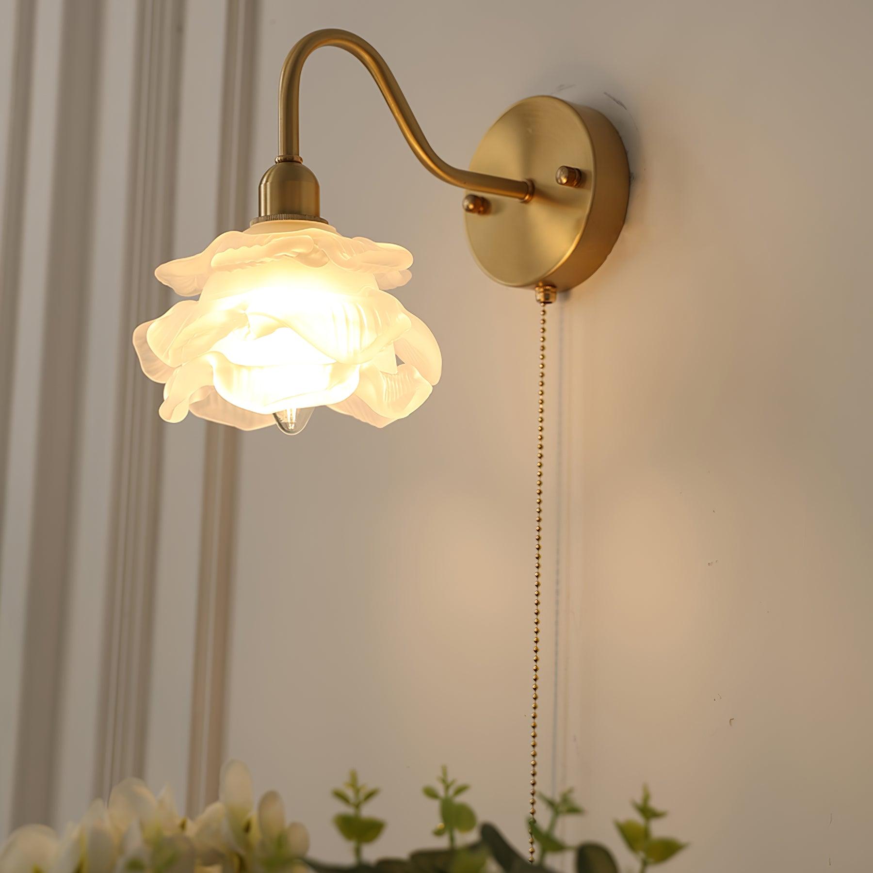 Aneris Nordic Art Rose Brass Glass Wall Light