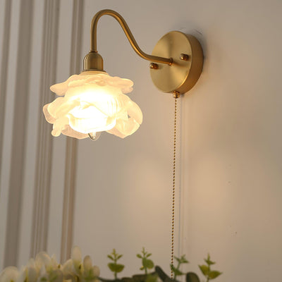 Aneris Nordic Art Rose Brass Glass Wall Light