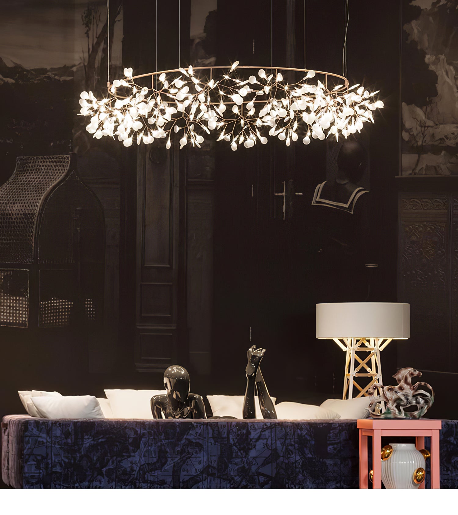 Auroreon Chandelier Rose Gold Firefly LED Branch