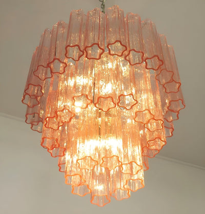 Veloraria Chandelier Pink Glass Tubes Layered Modern