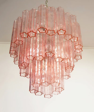 Veloraria Chandelier Pink Glass Tubes Layered Modern