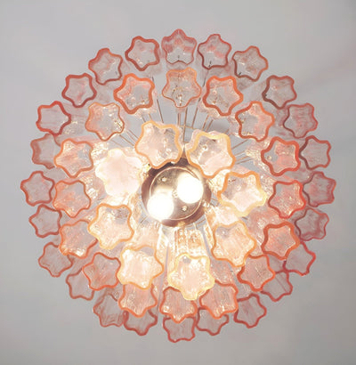 Veloraria Chandelier Pink Glass Tubes Layered Modern
