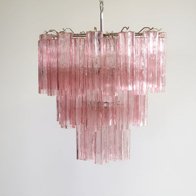 Veloraria Chandelier Pink Glass Tubes Layered Modern