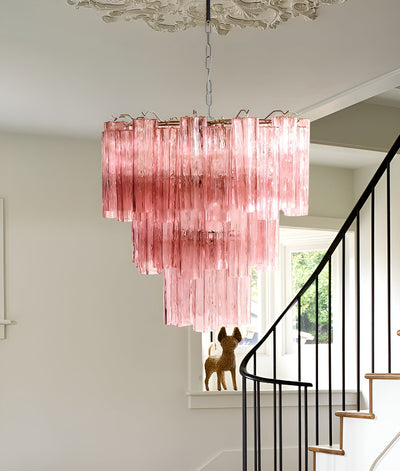 Veloraria Chandelier Pink Glass Tubes Layered Modern