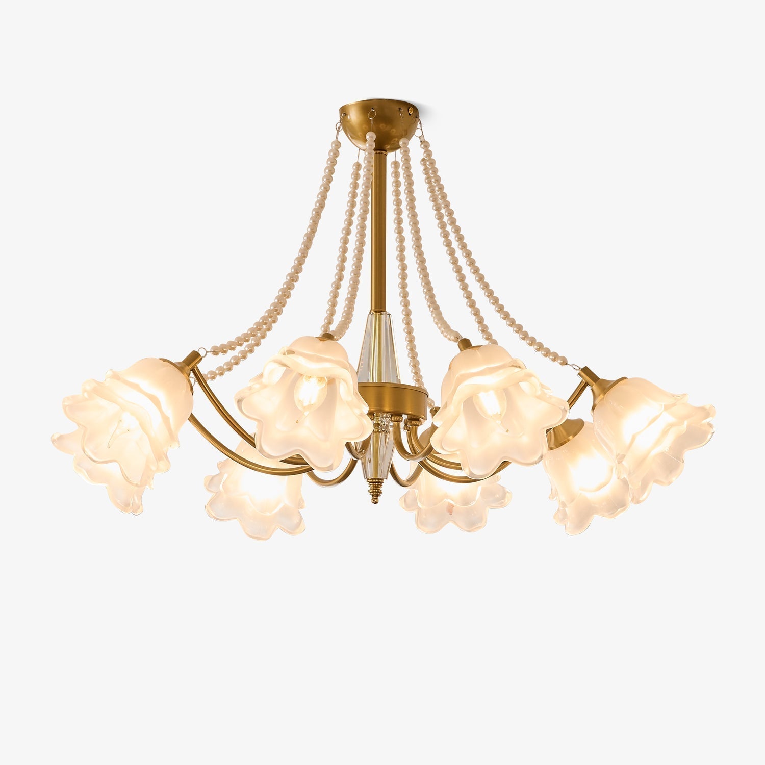 Allirila Traditional Elegance  Vintage Bloom Pearls Glass Chandelier