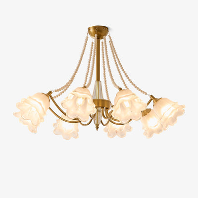 Allirila Traditional Elegance  Vintage Bloom Pearls Glass Chandelier