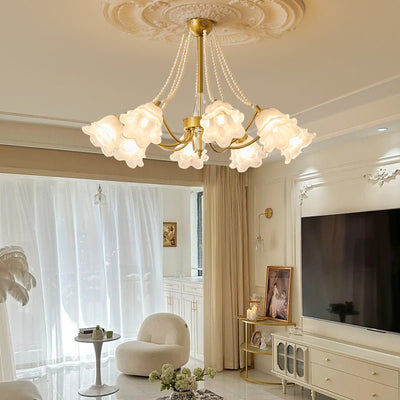 Allirila Traditional Elegance  Vintage Bloom Pearls Glass Chandelier