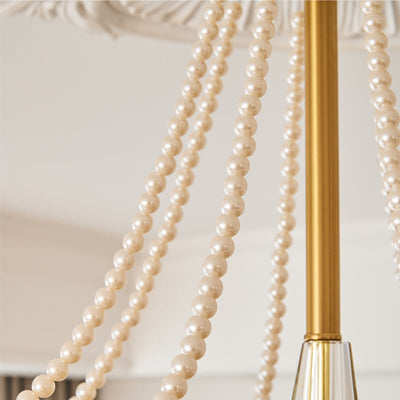 Allirila Traditional Elegance  Vintage Bloom Pearls Glass Chandelier