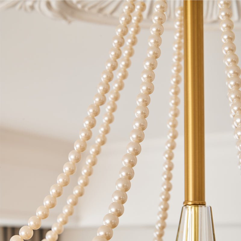 Allirila Traditional Elegance  Vintage Bloom Pearls Glass Chandelier