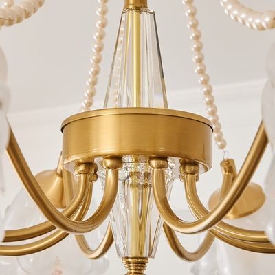 Allirila Traditional Elegance  Vintage Bloom Pearls Glass Chandelier