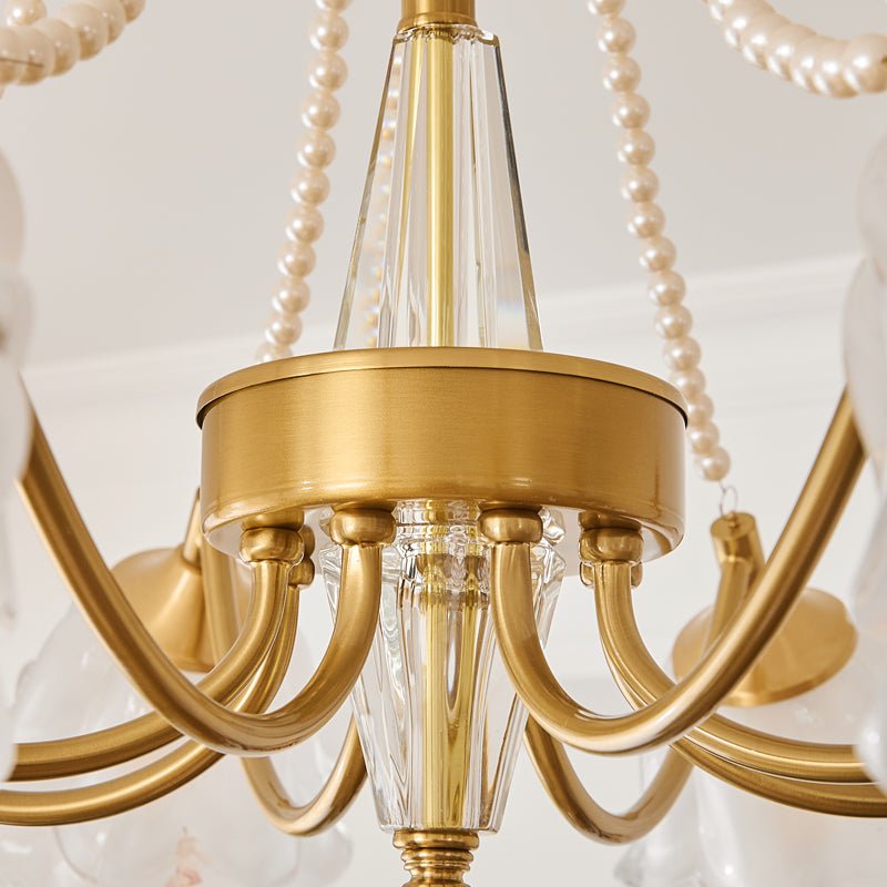 Allirila Traditional Elegance  Vintage Bloom Pearls Glass Chandelier