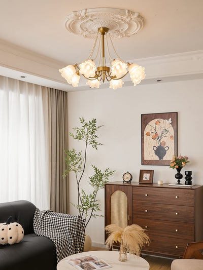 Allirila Traditional Elegance  Vintage Bloom Pearls Glass Chandelier