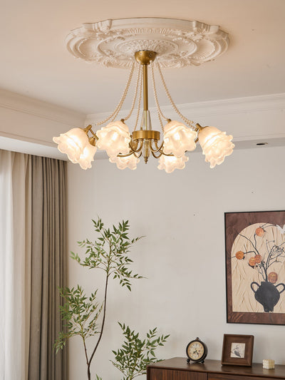 Allirila Traditional Elegance  Vintage Bloom Pearls Glass Chandelier