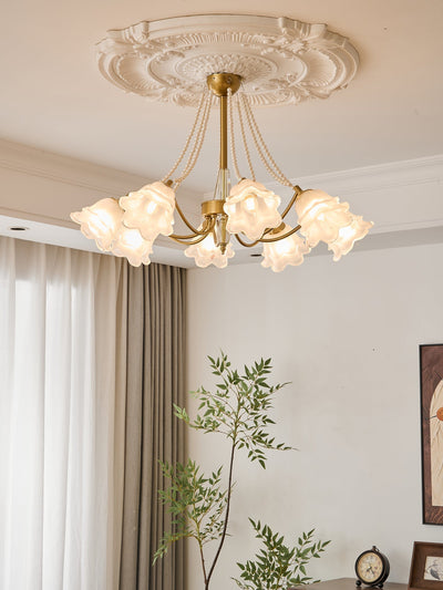 Allirila Traditional Elegance  Vintage Bloom Pearls Glass Chandelier