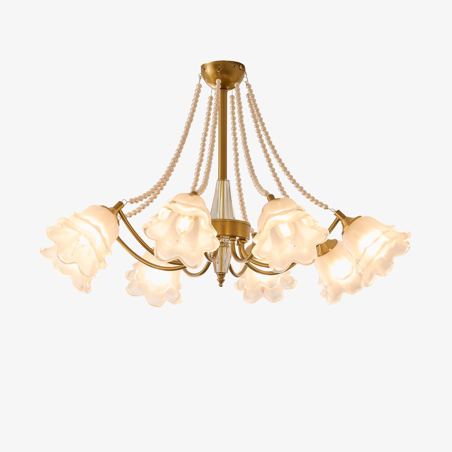 Allirila Traditional Elegance  Vintage Bloom Pearls Glass Chandelier