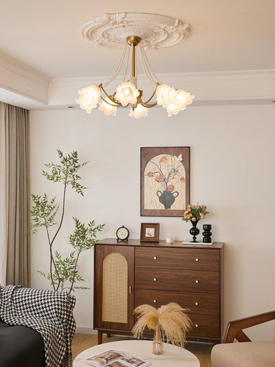 Allirila Traditional Elegance  Vintage Bloom Pearls Glass Chandelier
