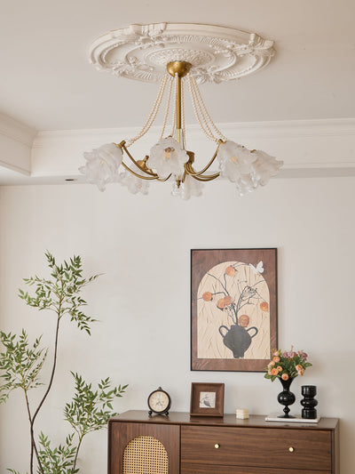 Allirila Traditional Elegance  Vintage Bloom Pearls Glass Chandelier