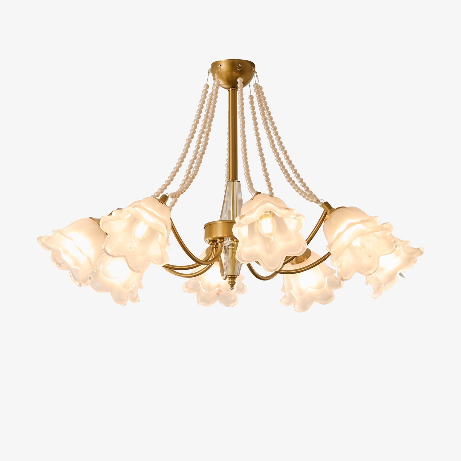 Allirila Traditional Elegance  Vintage Bloom Pearls Glass Chandelier