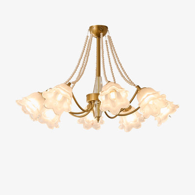 Allirila Traditional Elegance  Vintage Bloom Pearls Glass Chandelier