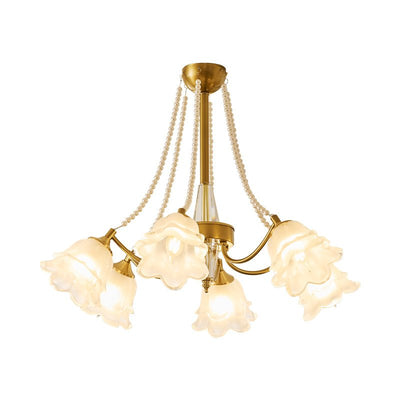 Allirila Traditional Elegance  Vintage Bloom Pearls Glass Chandelier