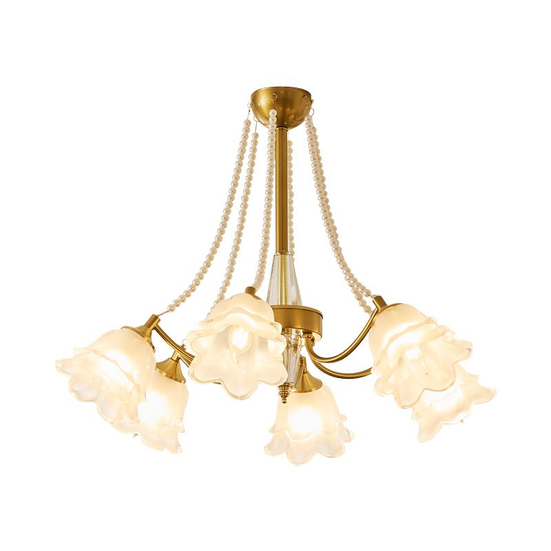 Allirila Traditional Elegance  Vintage Bloom Pearls Glass Chandelier